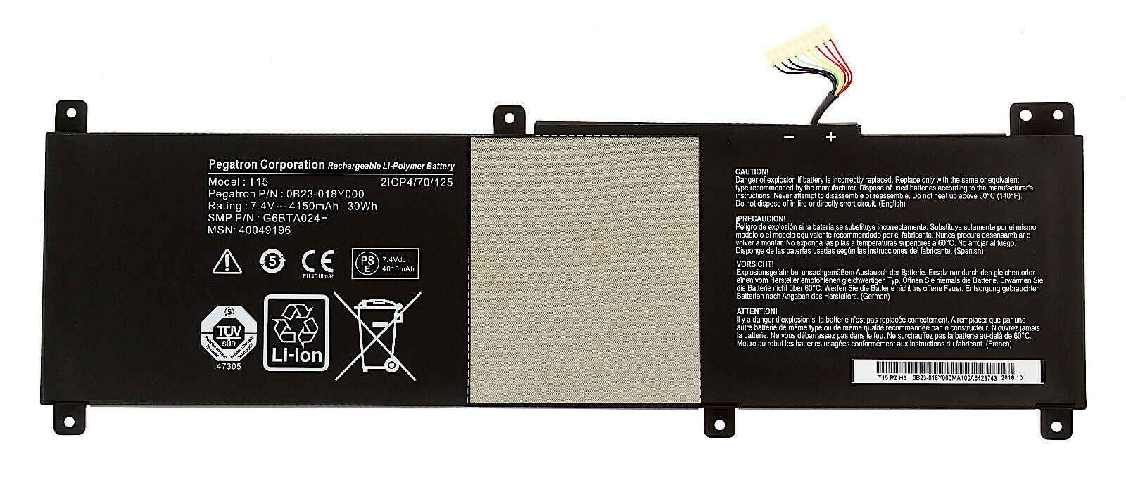 7.4V 4150mAh Medion S6213T S6214T S6413T T15 0B23-018Y000 batteria compatibile