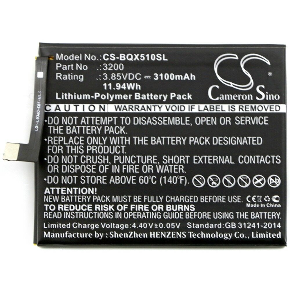 Li-Polymer BQ Aquaris X5 Plus + 3200 3100mAh 3,85V batteria compatibile