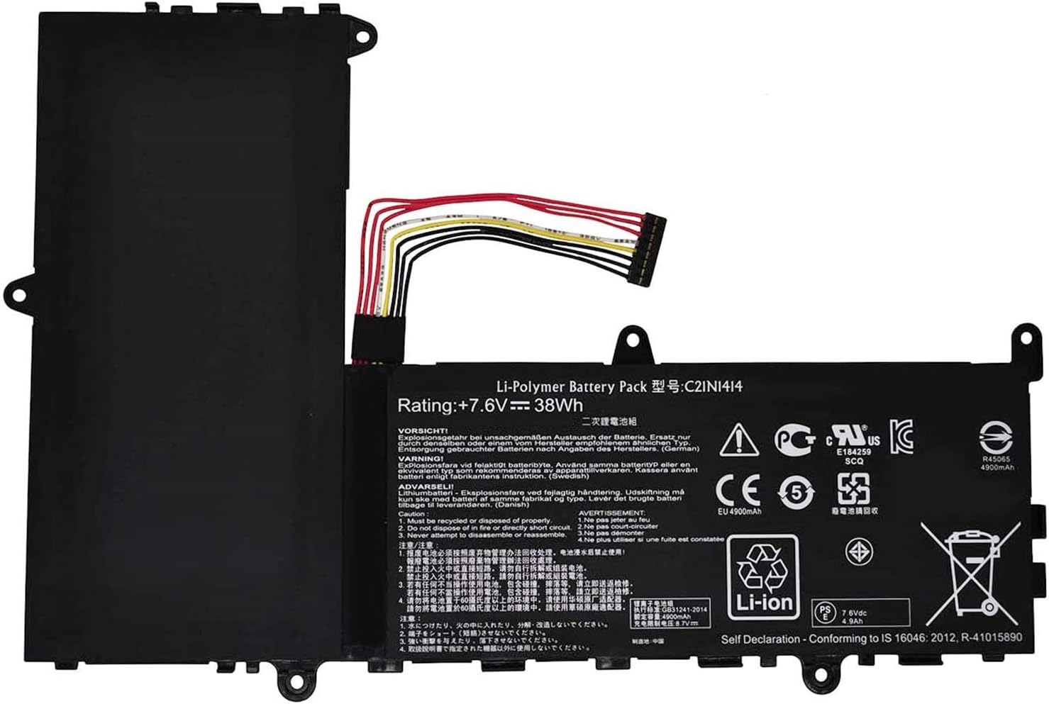 4800mAh Li-Po ASUS 0B200-0124000, C21N1414 batteria compatibile