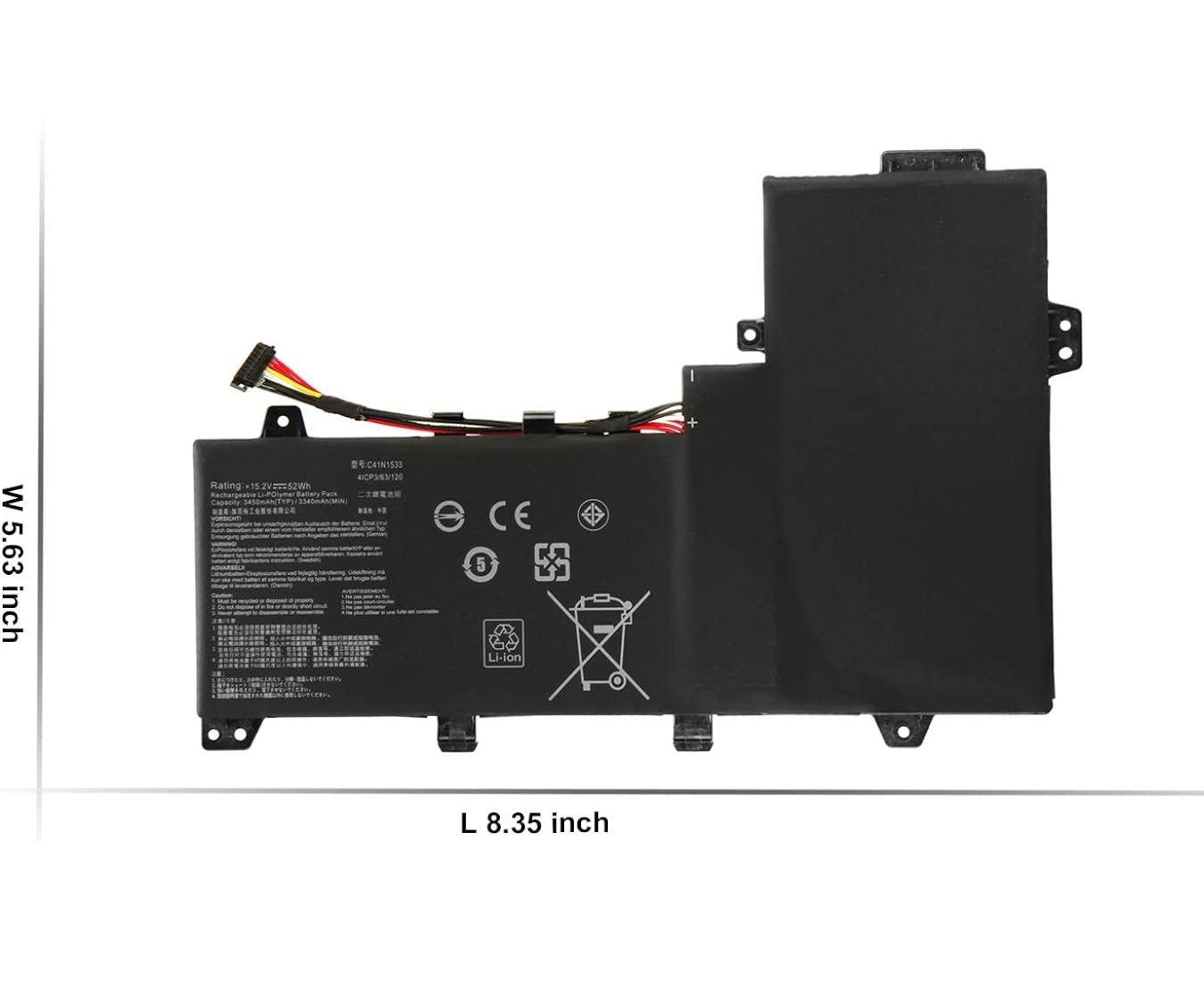 C41N1533 Asus Q524U Q534U Q534UX BHI7T19 BI7T22 15.08V batteria compatibile
