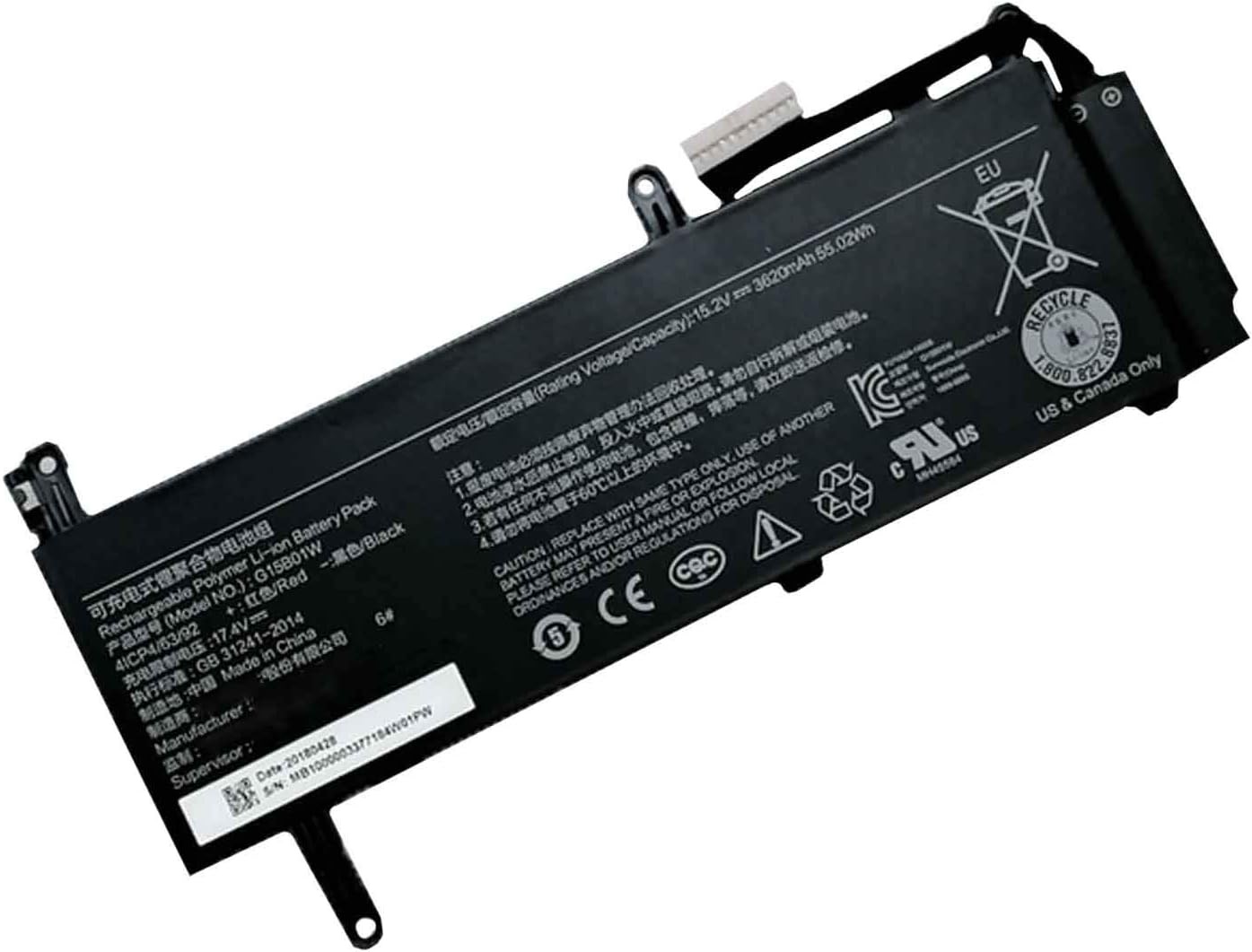 G15B01W G15BO1W Xiaomi Gaming Laptop 7300HQ GTX1060 1050Ti/1060 171502-A1 Intel I7 batteria compatibile