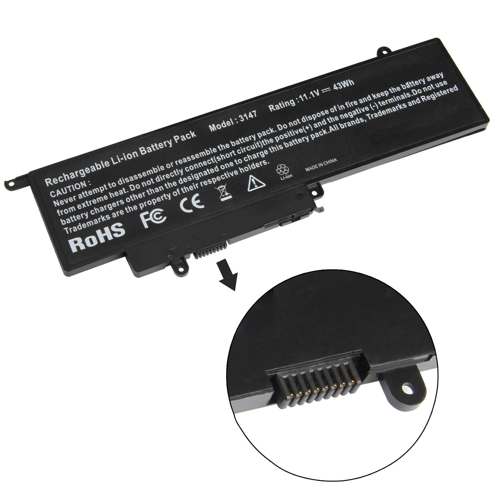 GK5KY Dell Inspiron 13 7000 7347 7352 11 inch 3000 3147 04K8YH 0WF28 batteria compatibile