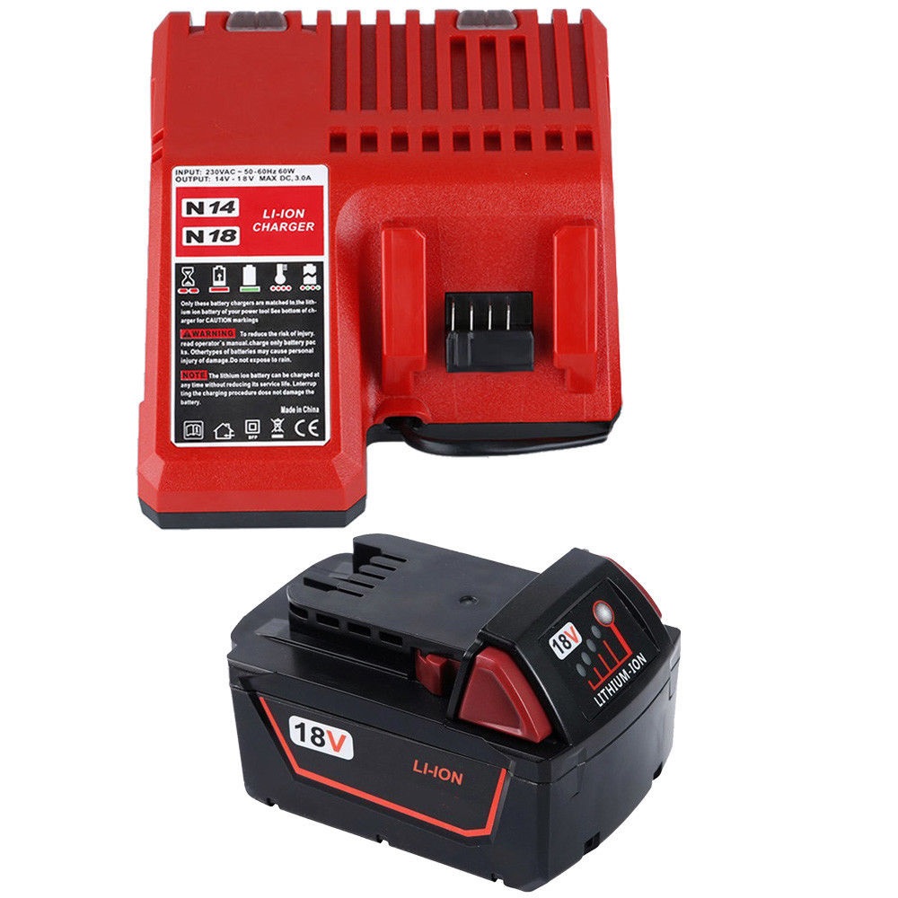 3000mAh 18V Li-Ion batteria compatibile + caricabatterie per MILWAUKEE M18 48-59-1812 1840