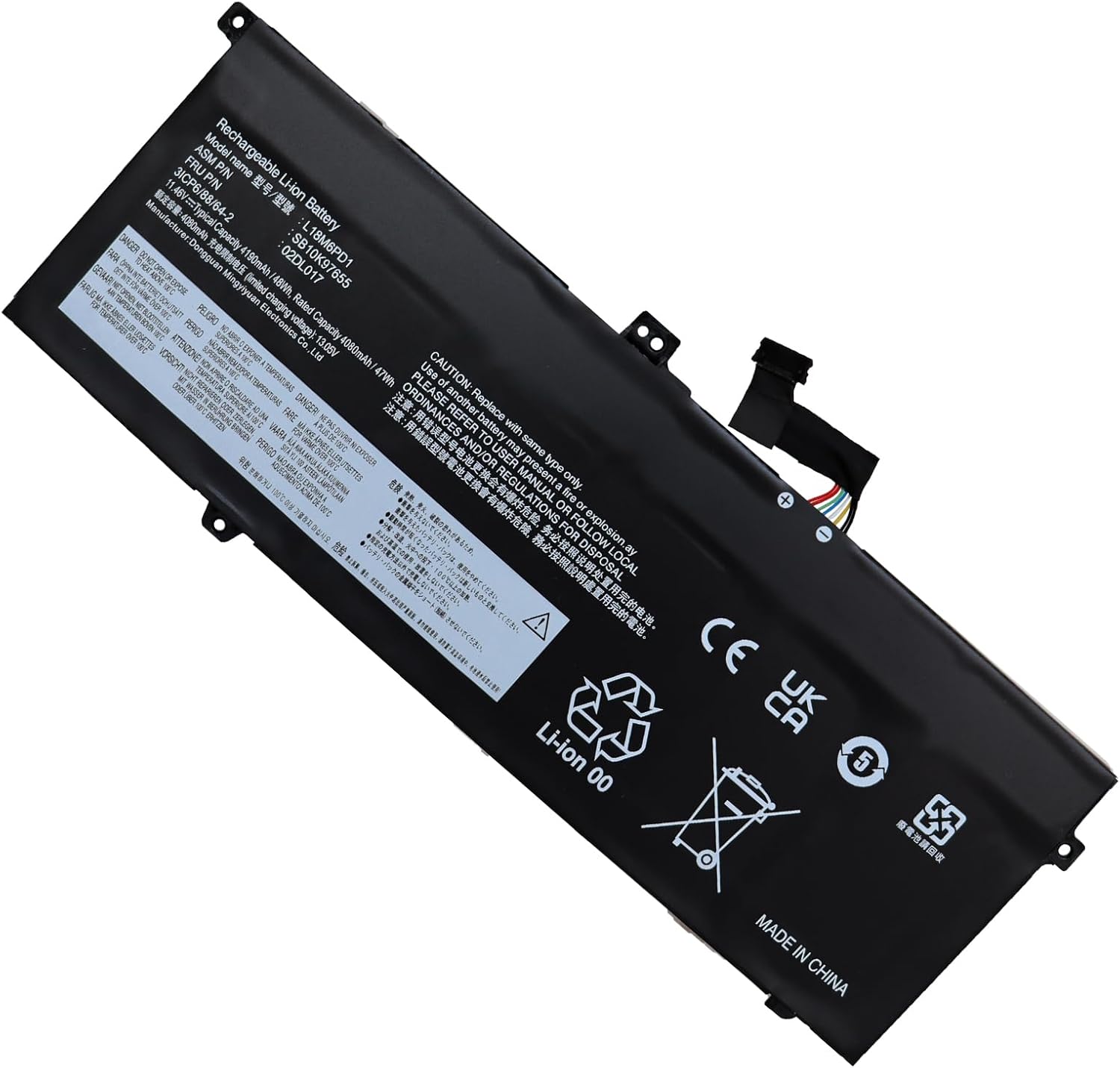 L18M6PD1 Lenovo ThinkPad X13 X390 X395 L18M6PD2 02DL018 L18C6PD1 11.46V 48Wh batteria compatibile