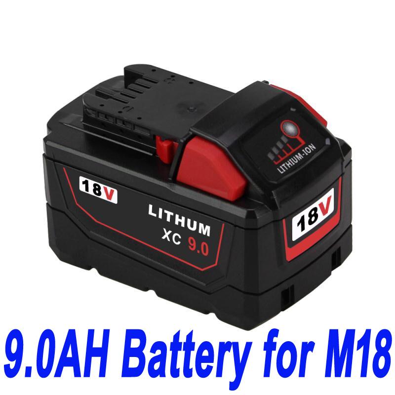 18V 9.0Ah For Milwaukee M18 M18B4 48-11-1828 Red Lithium Ion XC 9.0 compatibile Batteria