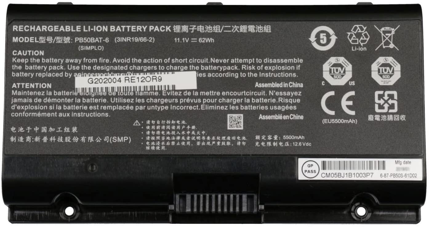 PB50BAT-6 Clevo PB71EF-G,PowerSpec 1720,1520,Sager NP8371 batteria compatibile - Clicca l'immagine per chiudere