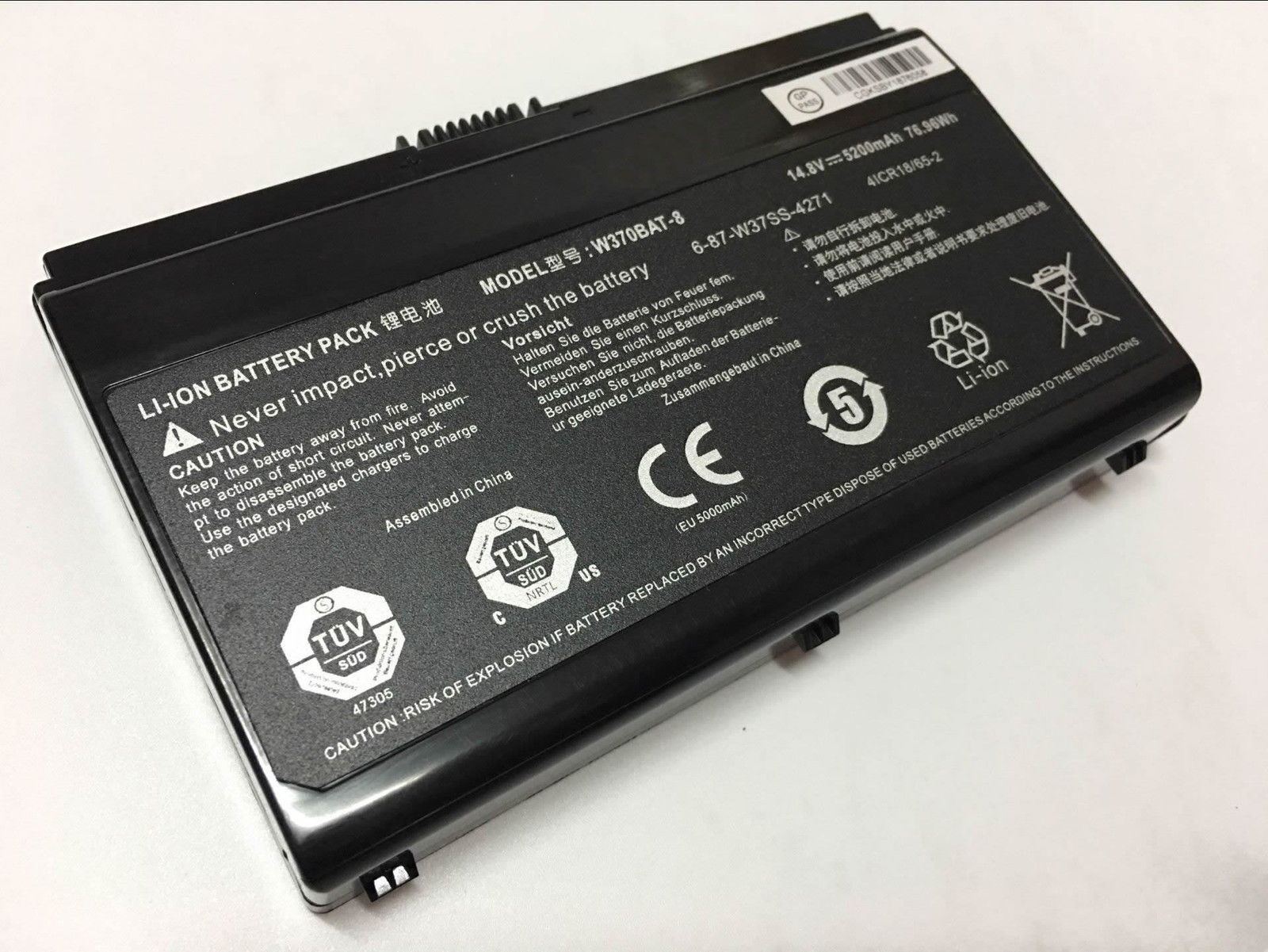 Clevo 6-87-W37ES-427 W370BAT-8 W350ET W350ETQ W355STQ batteria compatibile