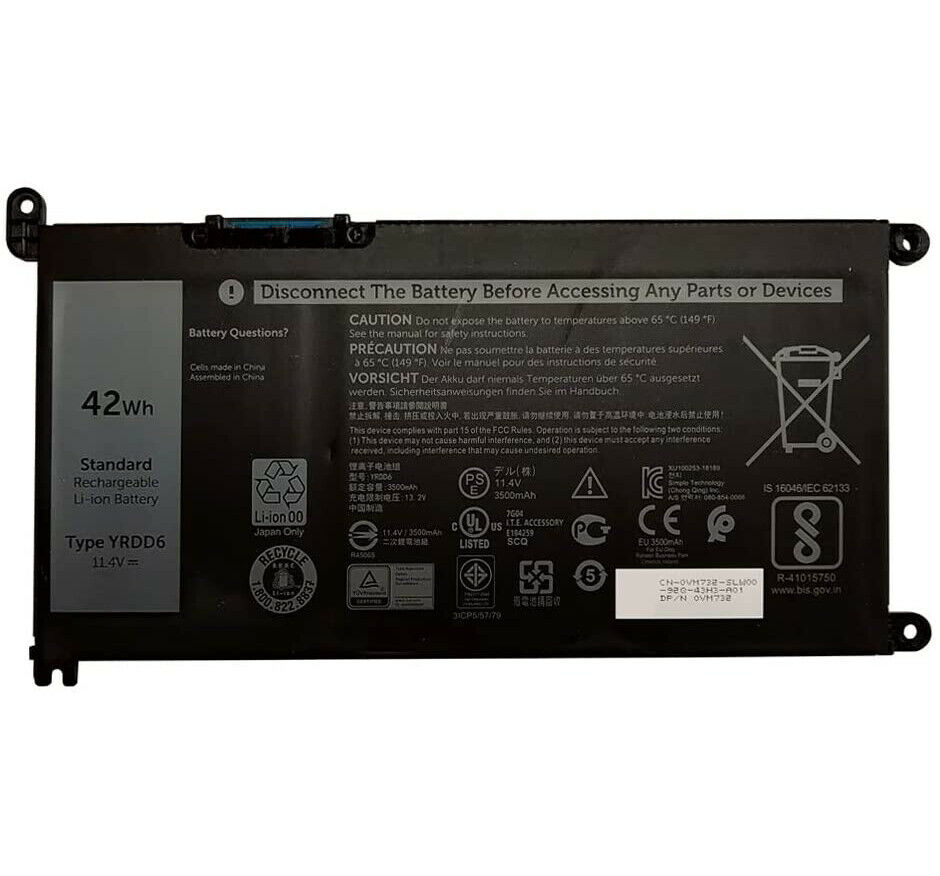 YRDD6 Inspiron 5481 3493 5480 7586 Vostro 3491 5481 5581 5490 VM732 batteria compatibile